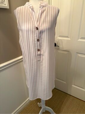 Sleeveless Pink Stripe Shift Dress